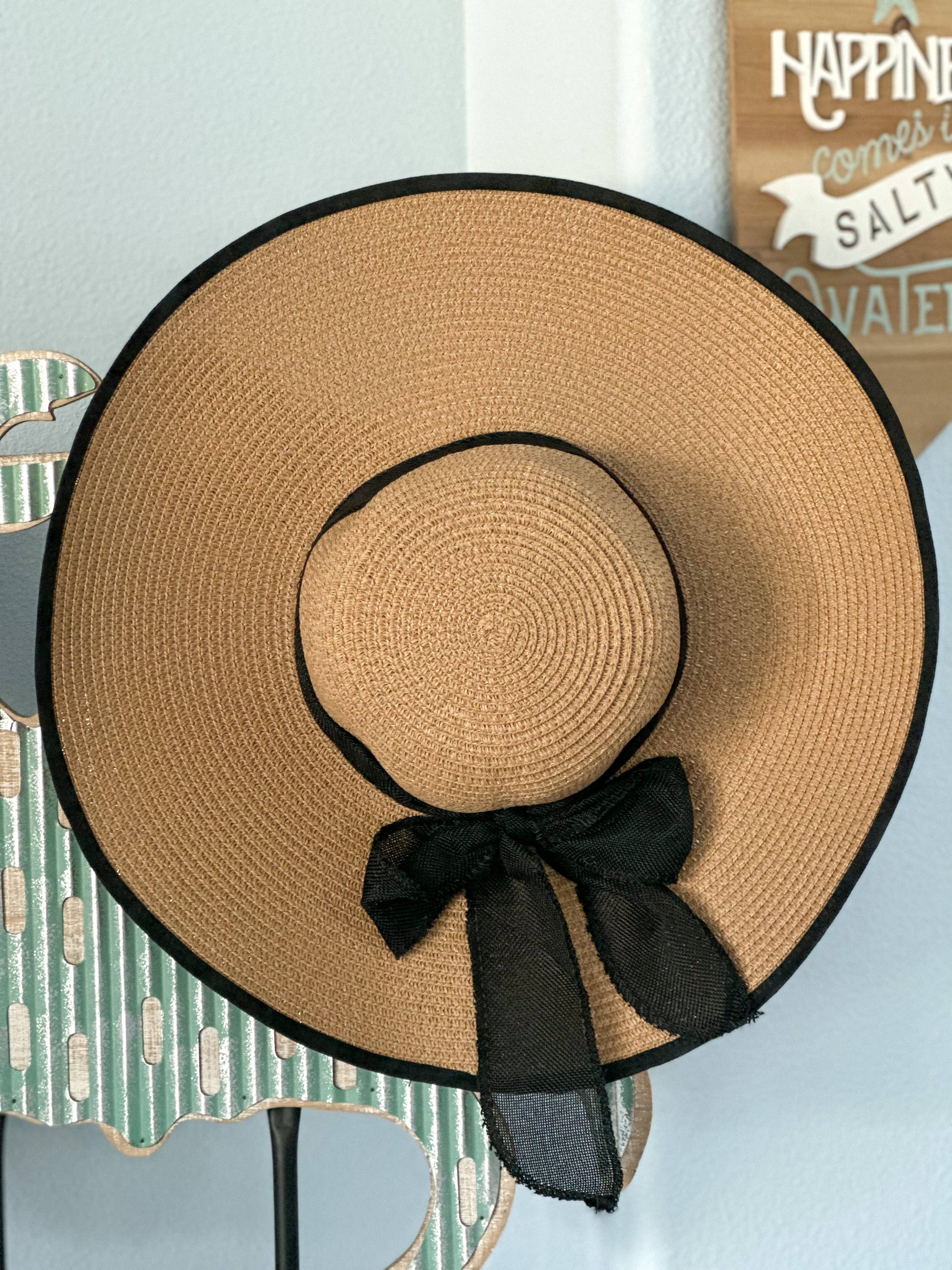 Farrah Floppy Hat "Black Beige"