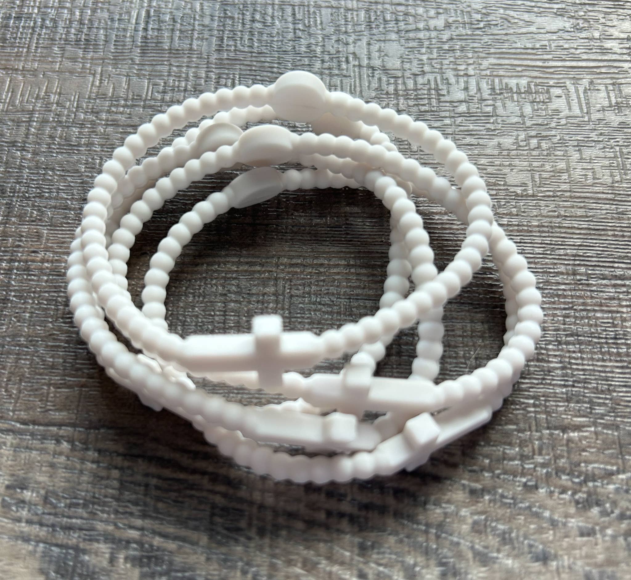 White Silicone Cross Bracelet