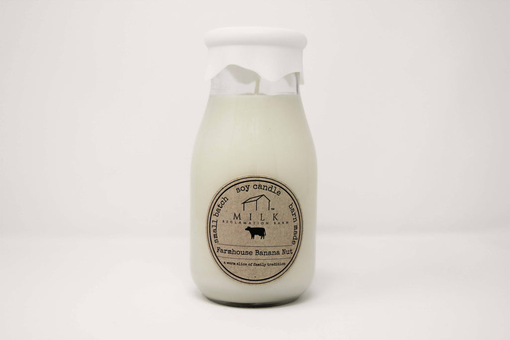 Milk Bottle Candle Farmhouse Banana Nut