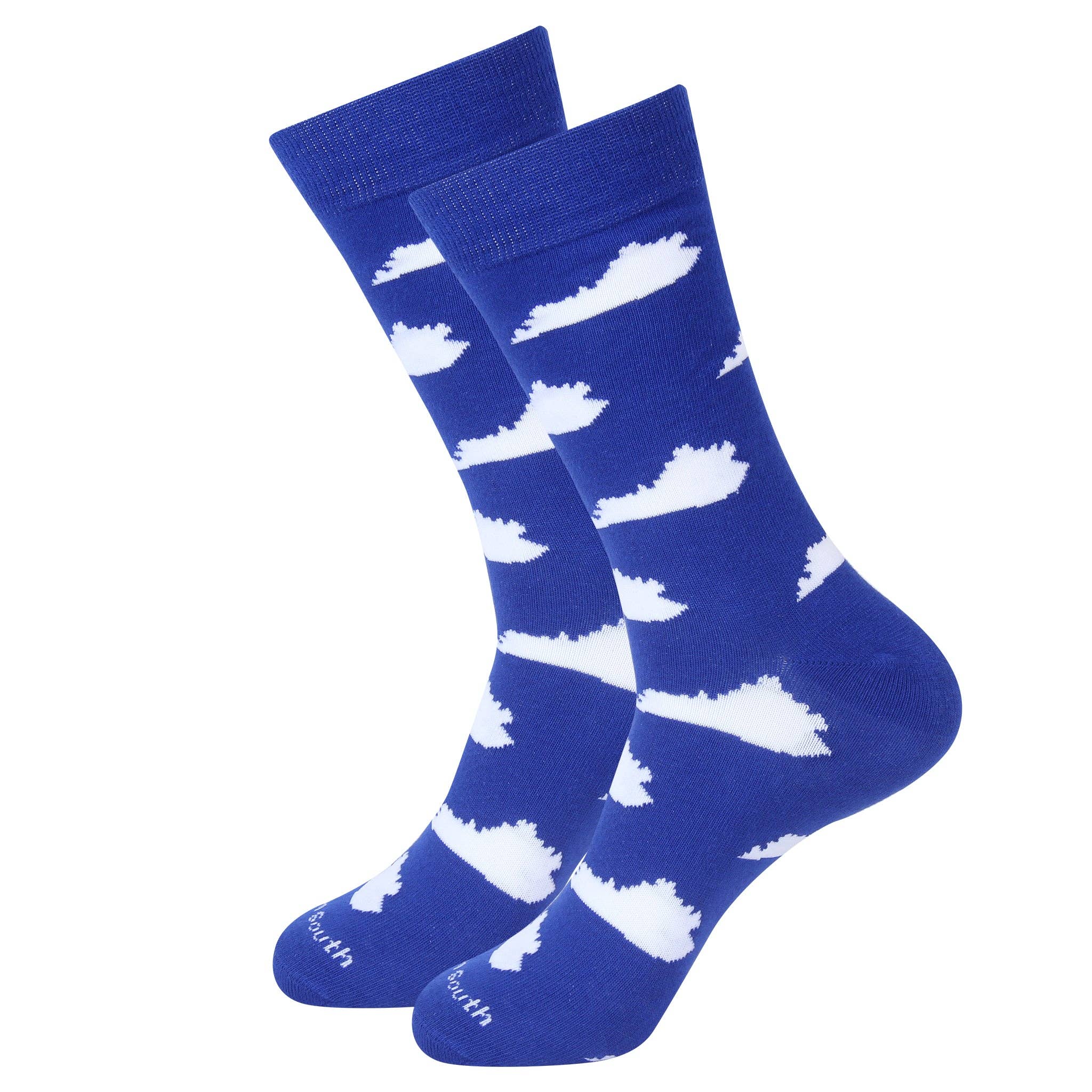 Barrel Down South - Blue/White Kentucky Shape Socks