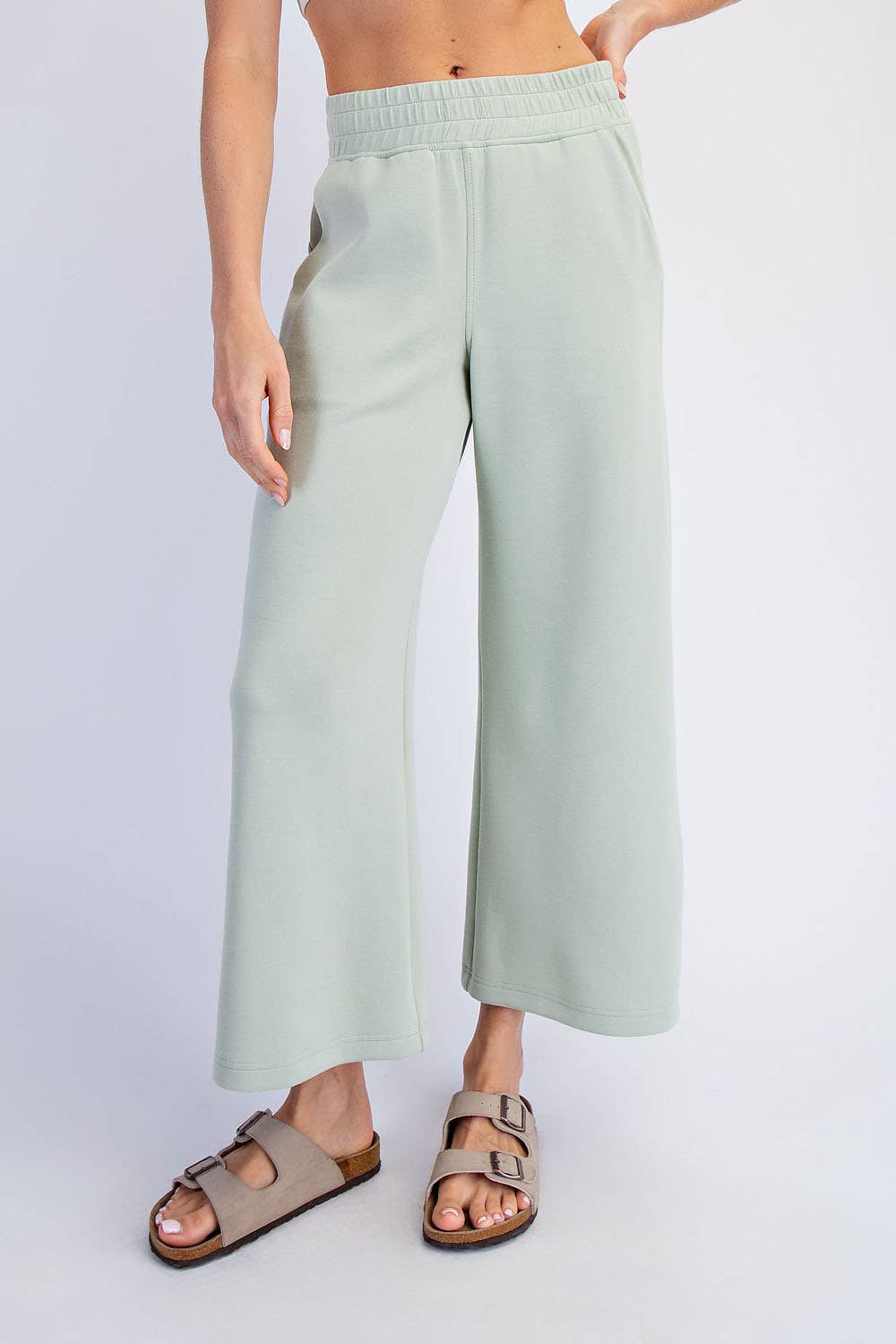 Modal Scuba Cropped Wide Pant - Rae Mode - Espresso / Black