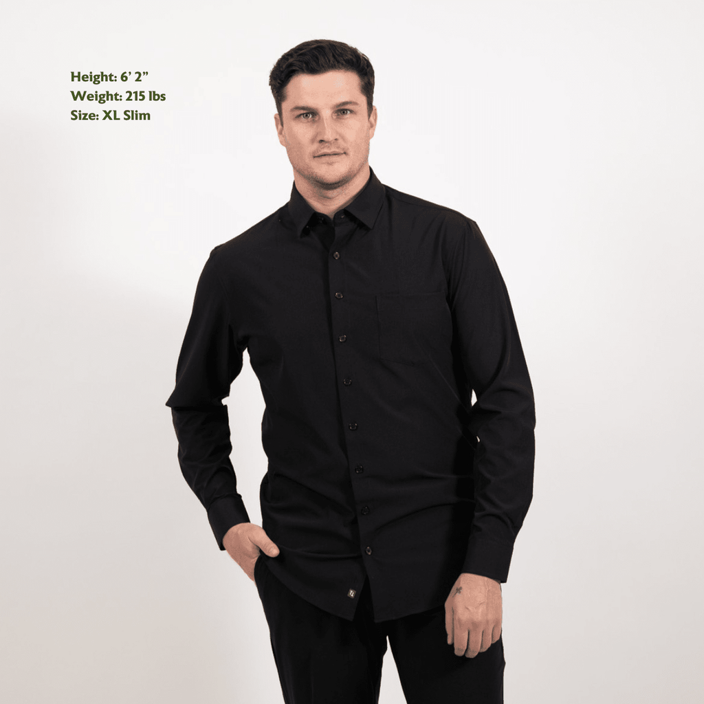 Hustle Performance Dress Shirt - Black Long Sleeve