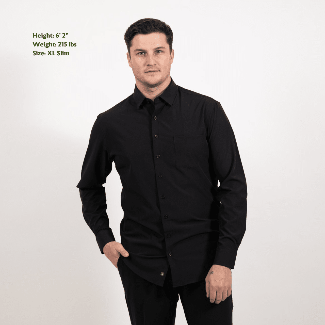 Hustle Performance Dress Shirt - Black Long Sleeve