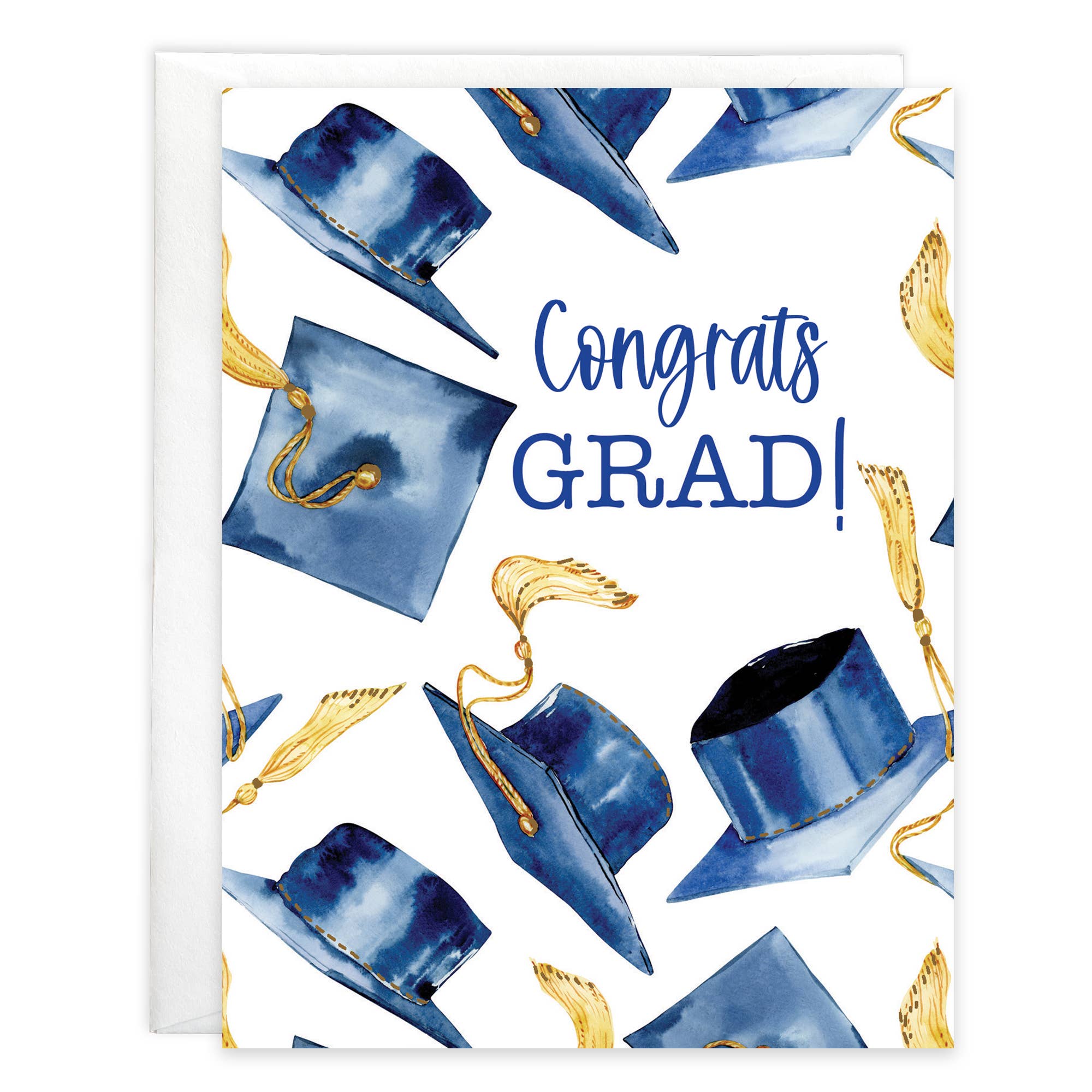 Graduation Greeting Card - Navy Grad Caps