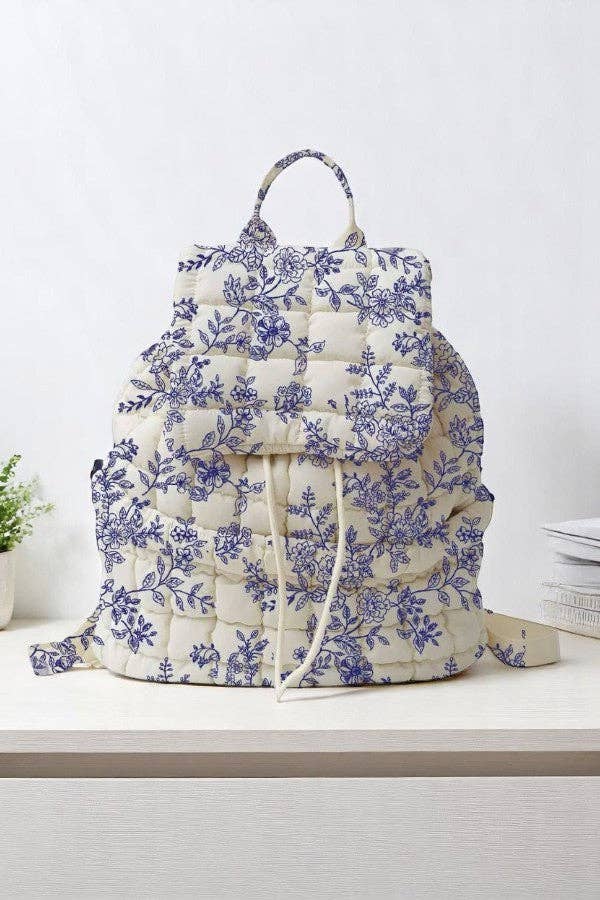 Sylvia Blue Floral Backpack