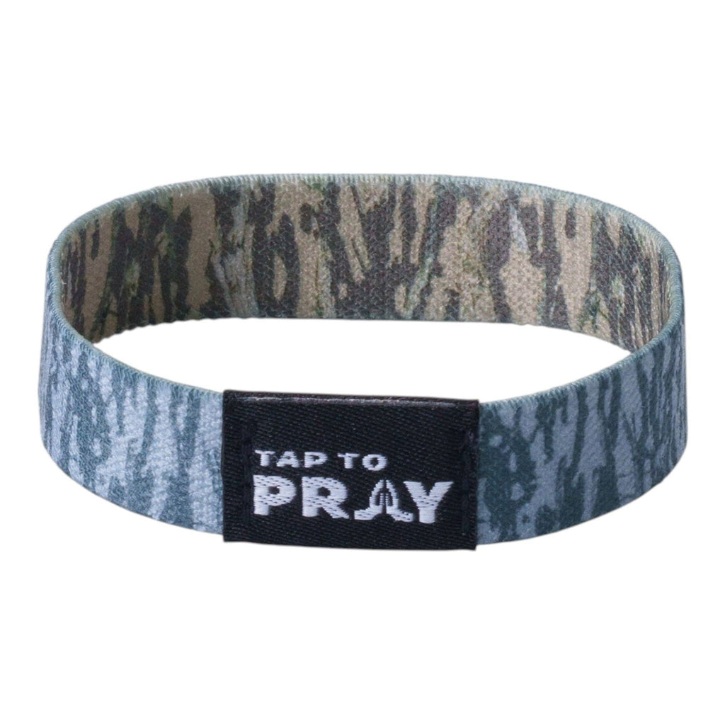 Tap To Pray® Wristband – Tree Bark Camo Brown & Grey