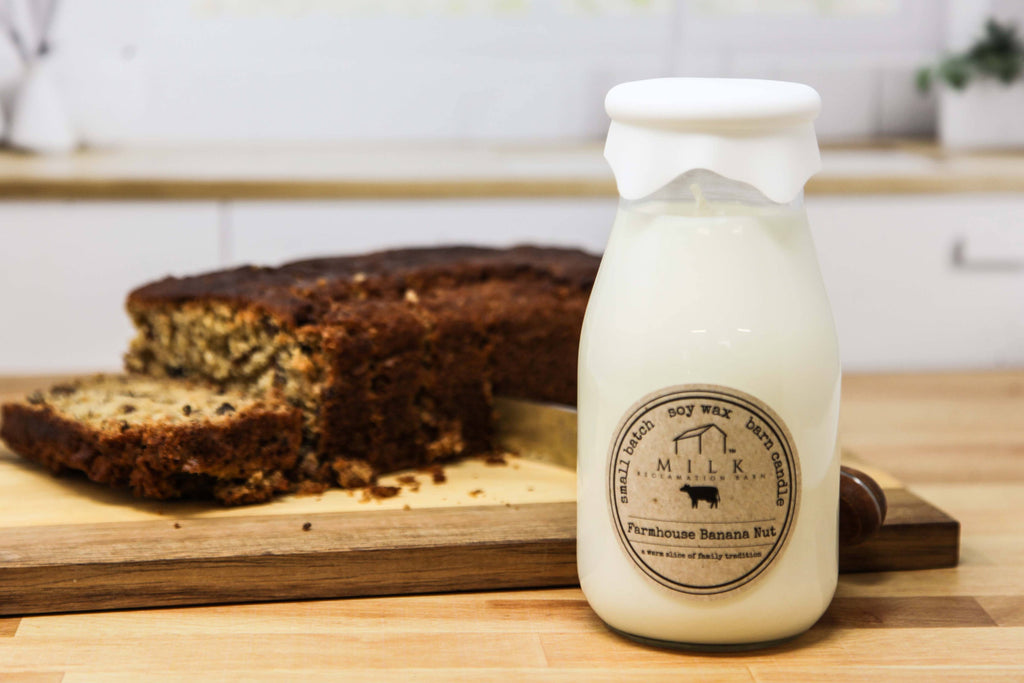 Milk Bottle Candle Farmhouse Banana Nut