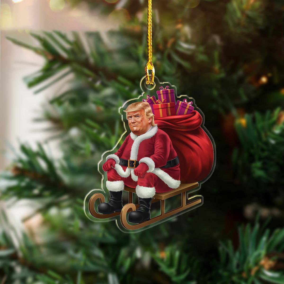 Santa Trump Ornament, Humorous Trump Christmas Ornament