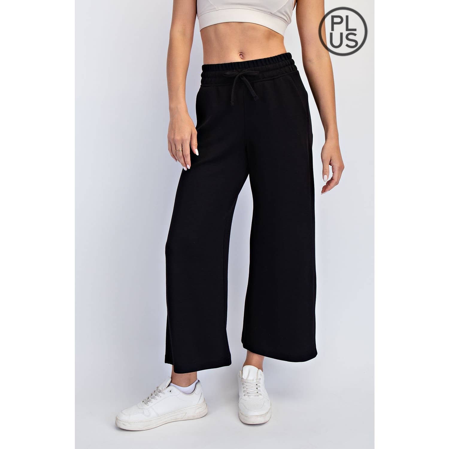 Plus Size Modal Scuba Cropped Wide Pant by Rae Mode