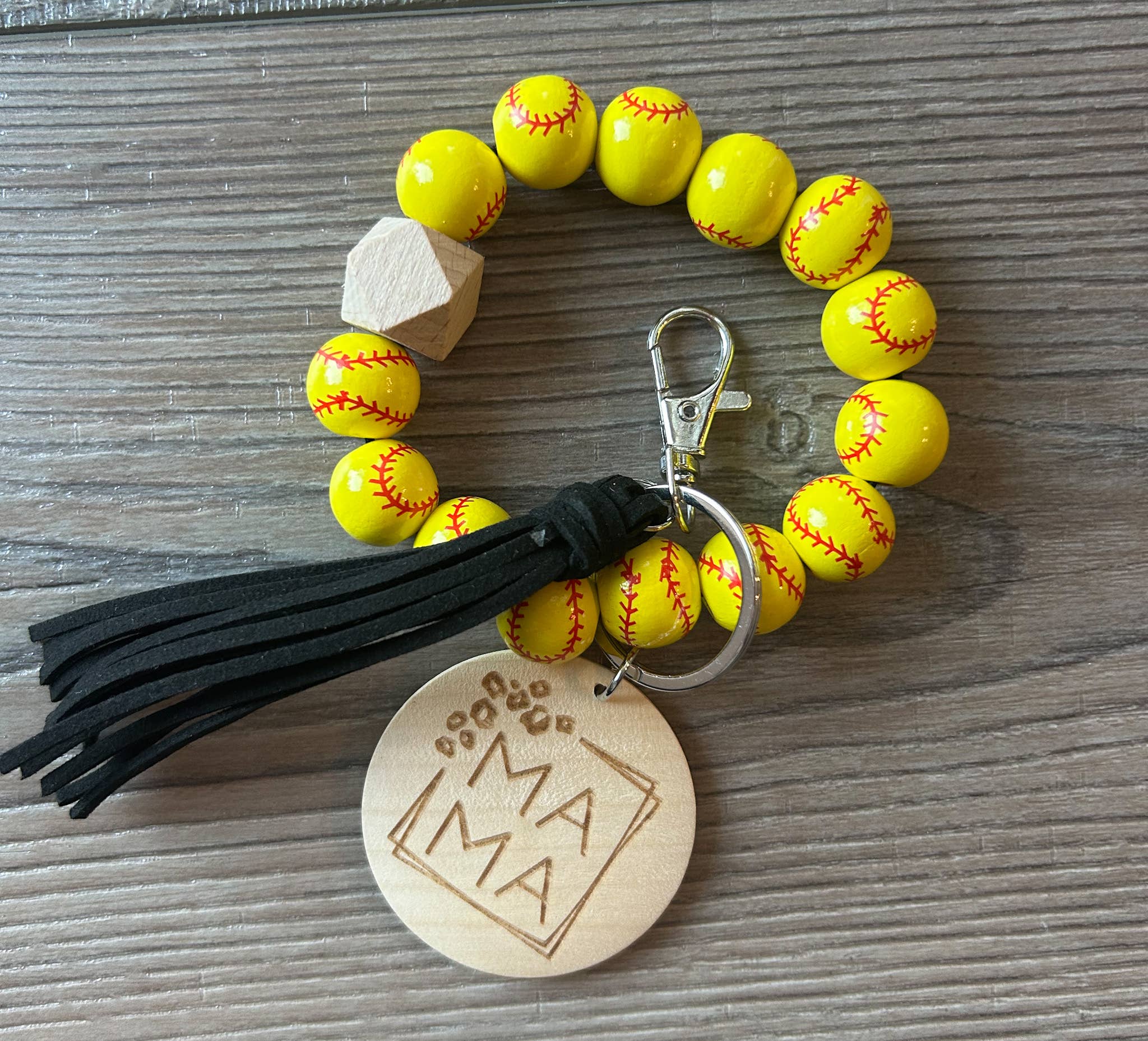 Mama Sports Keychain with Wooden Beads