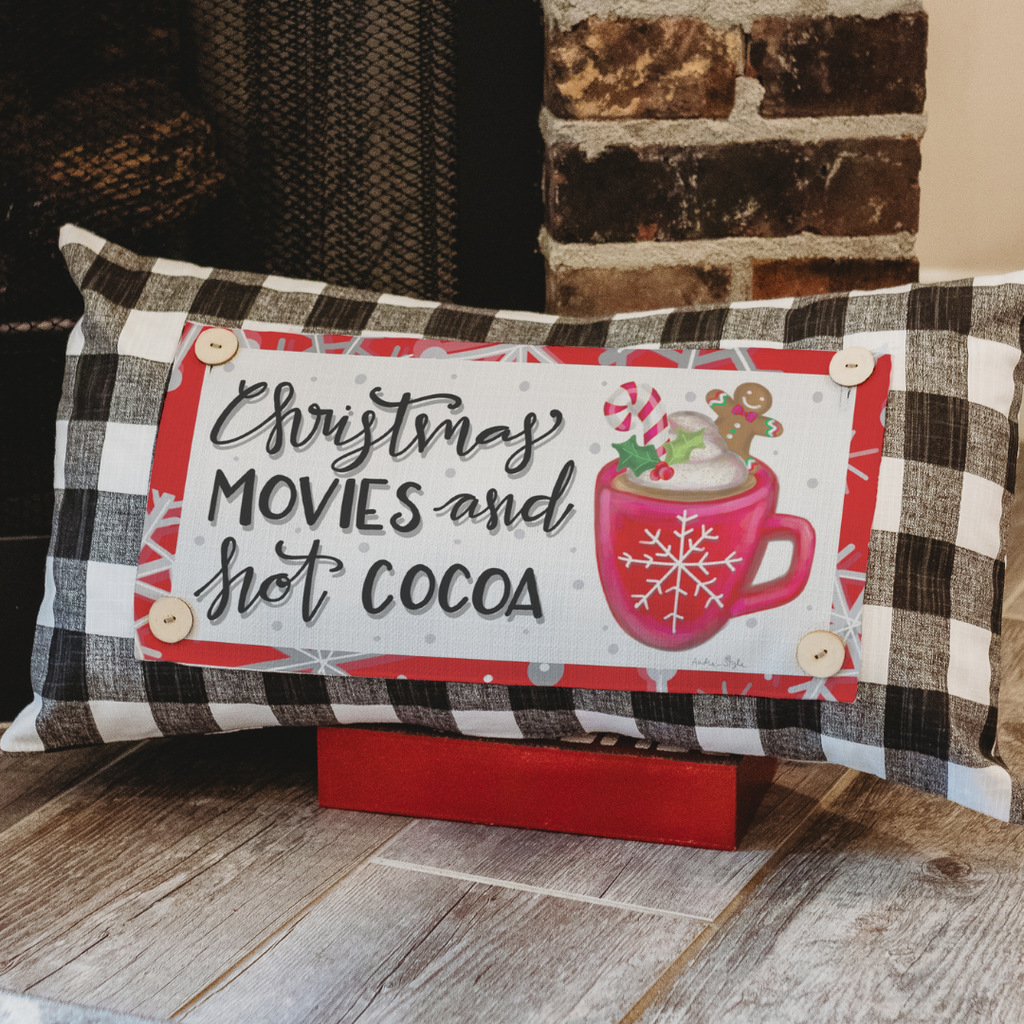 LuckyBird Christmas Winter "Movies and Cocoa" Pillow Swap