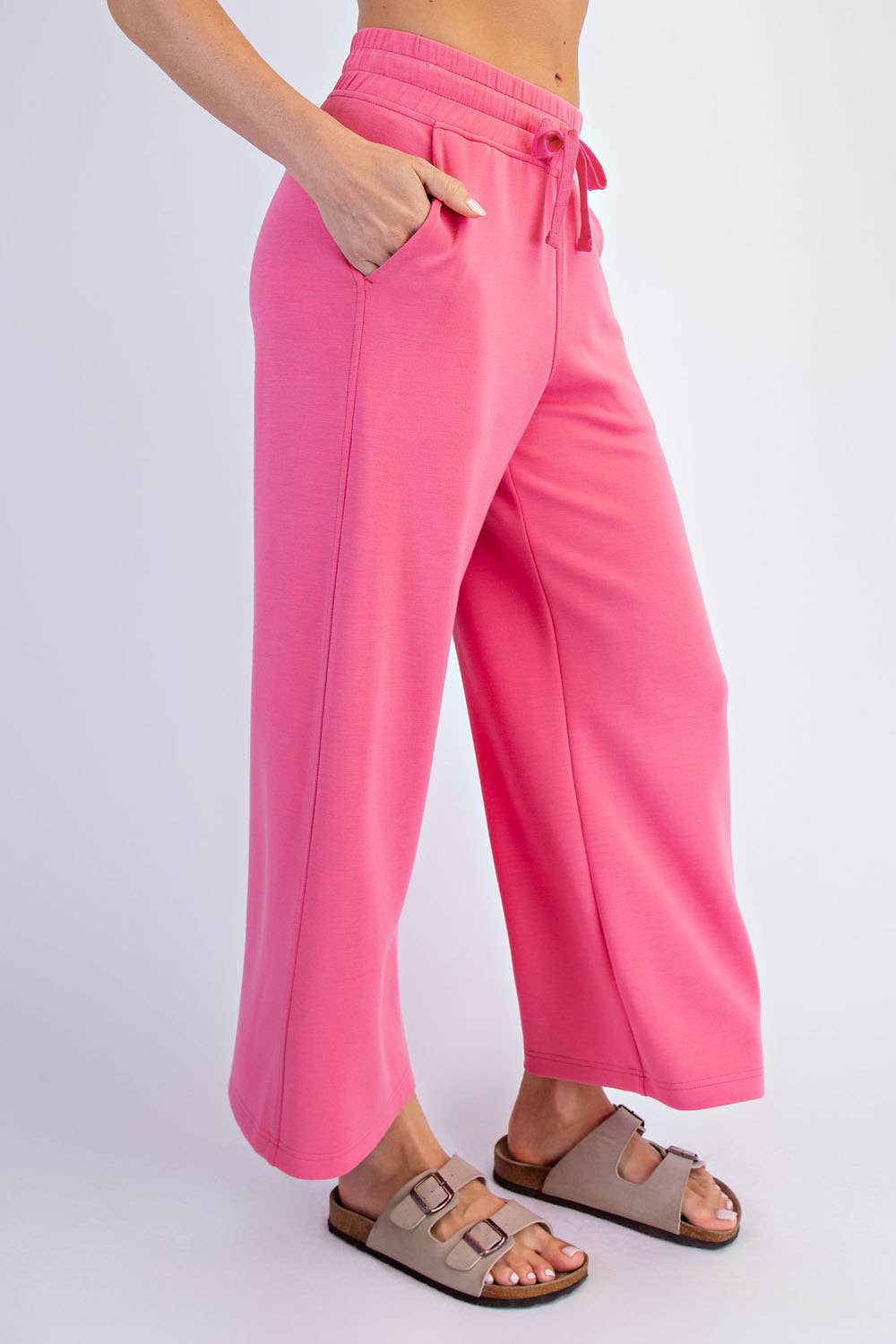 Modal Scuba Cropped Wide Pant - Rae Mode - Espresso / Black