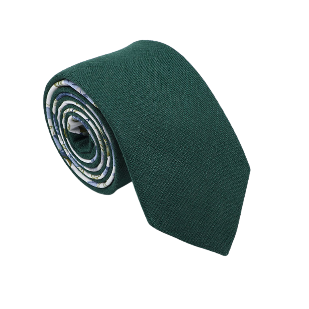 Hudson Two-Tone Hunter Green Solid & Floral Tail Tie