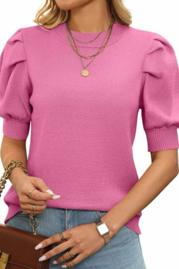 Cameron Pink Puff Sleeve Sweater