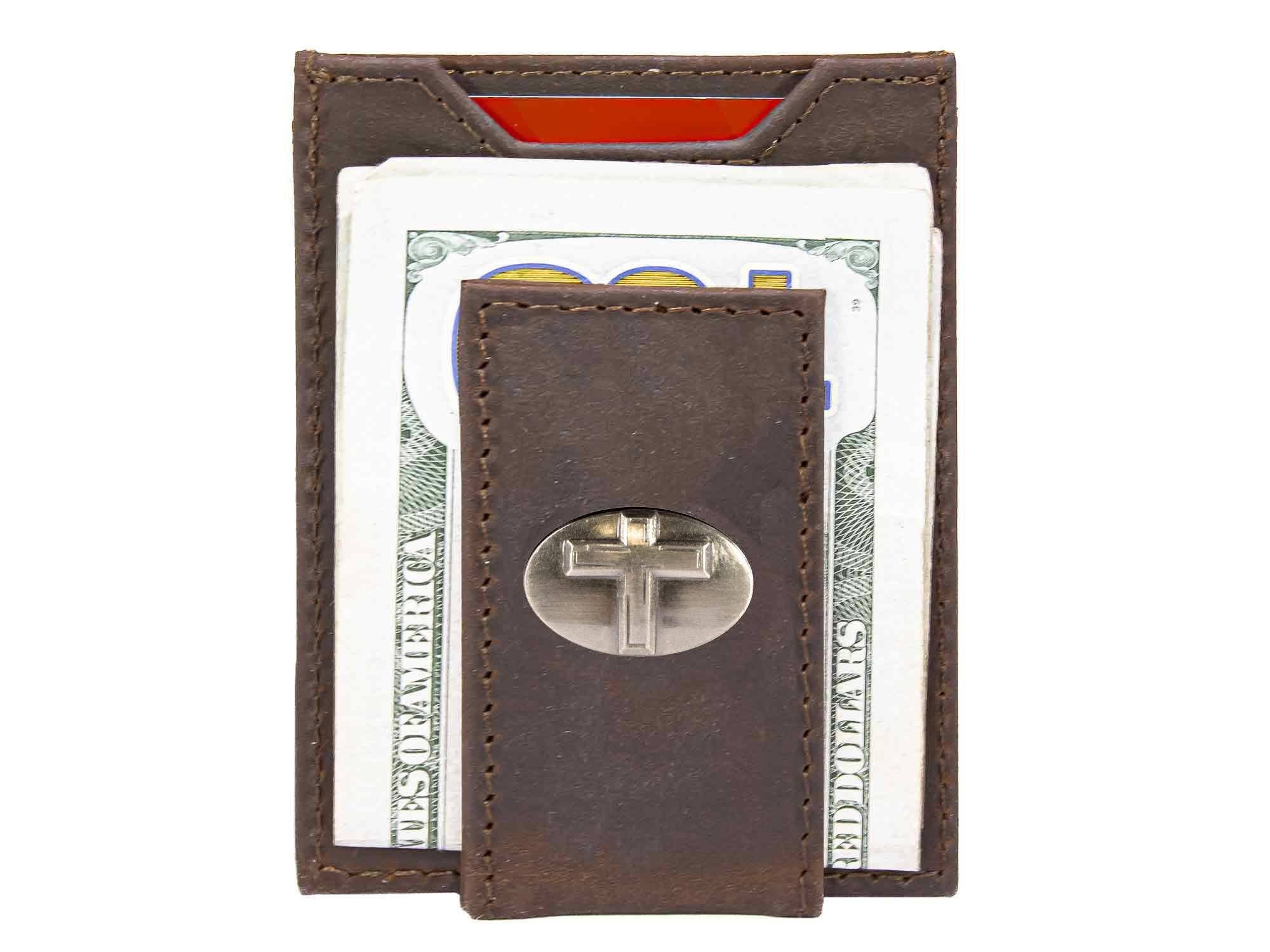 Christian Cross Magnetic Leather Slim Wallet