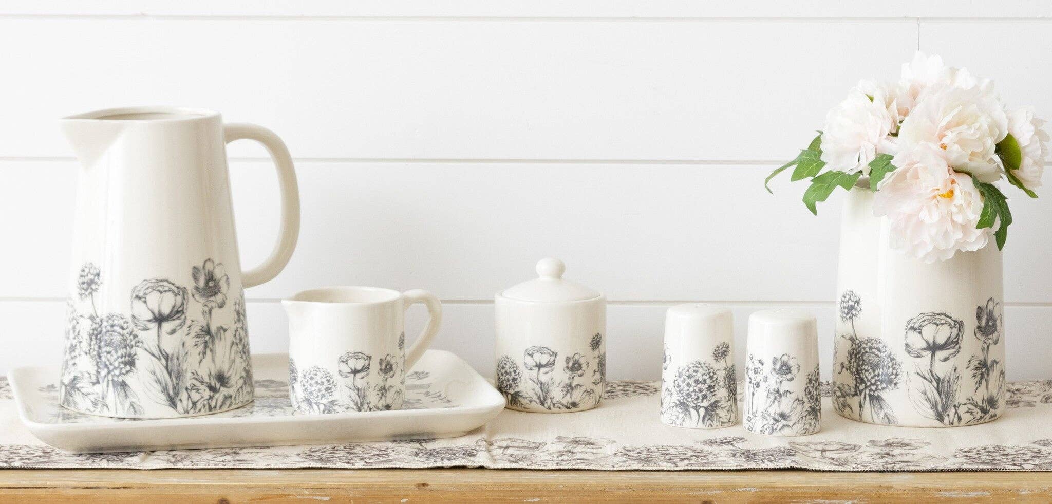 Black and White Botanical Utensil Crock