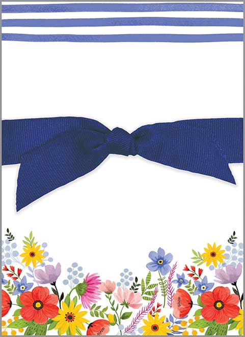 Chunky Bow Notepad - Blue Stripe Flowers