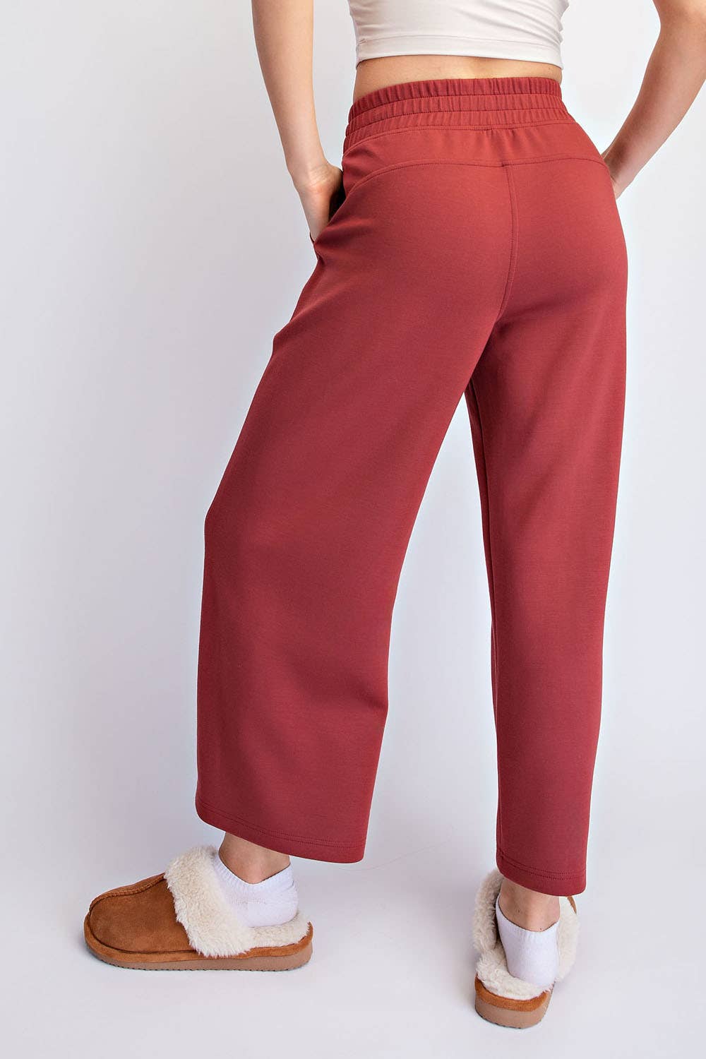 Modal Scuba Cropped Wide Pant - Rae Mode - Espresso / Black
