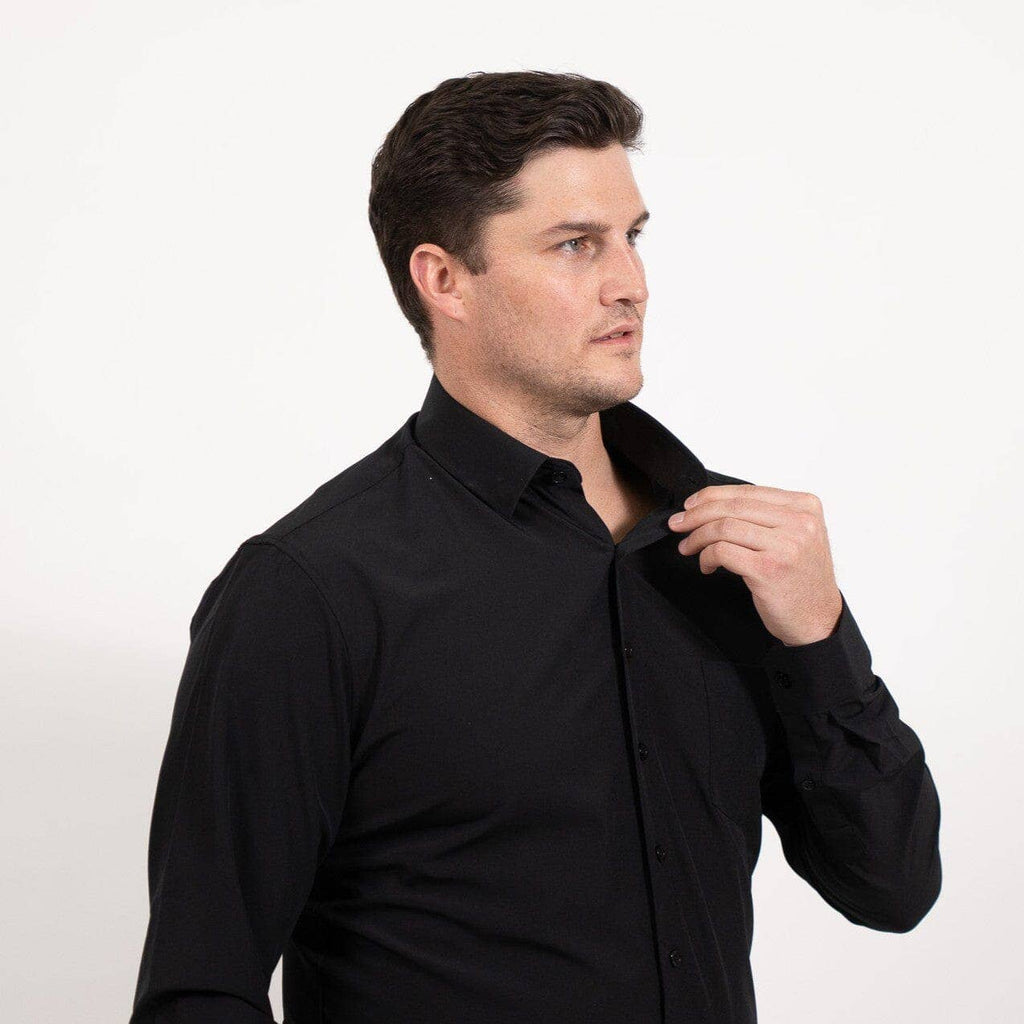 Hustle Performance Dress Shirt - Black Long Sleeve