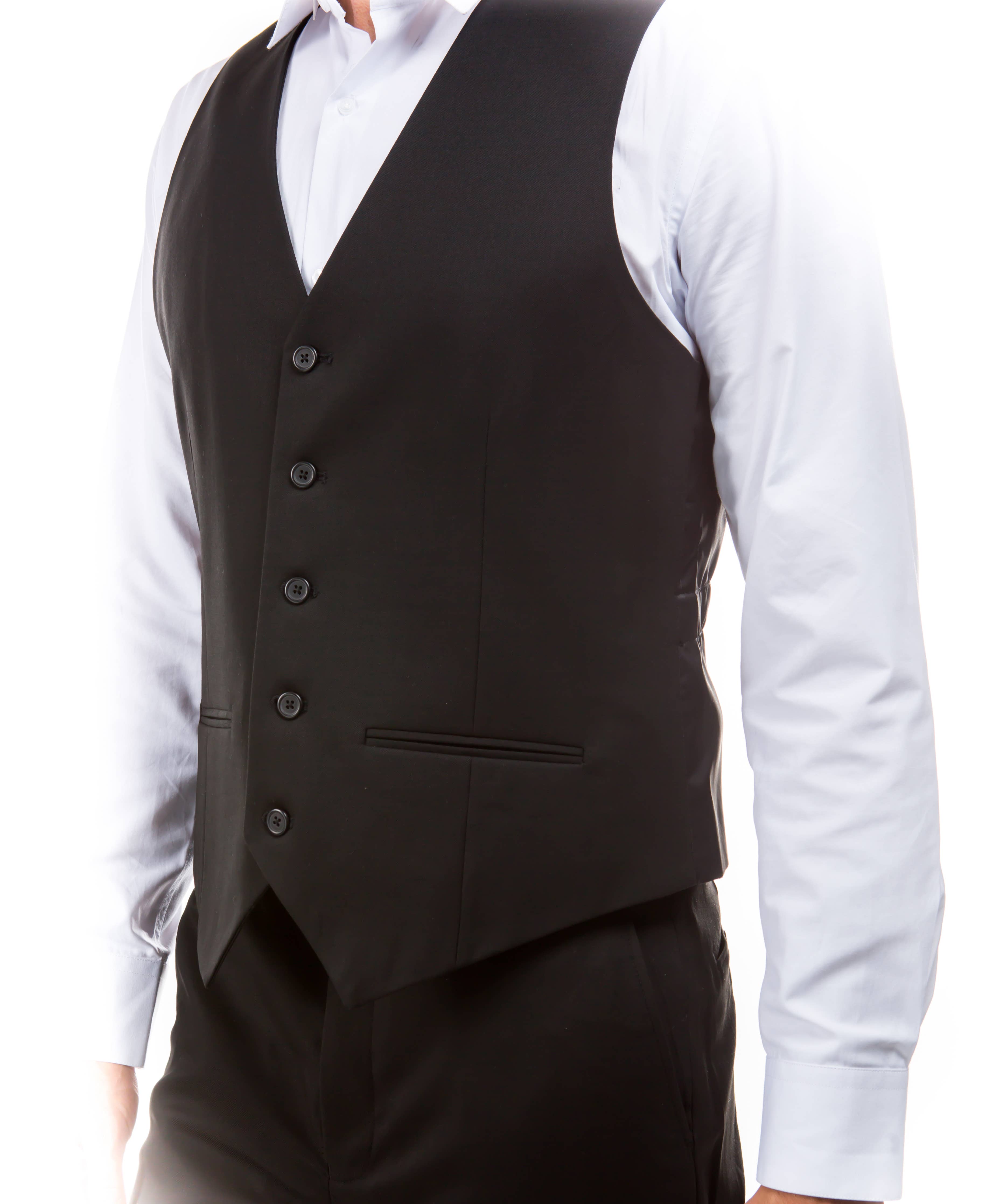 ZeGarie Tailored Fit Suit Separates Mens Vest, Black