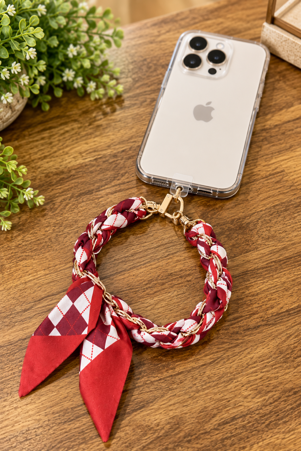 Rust Scarf Braided Phone Wristlet – Rust & Ivory